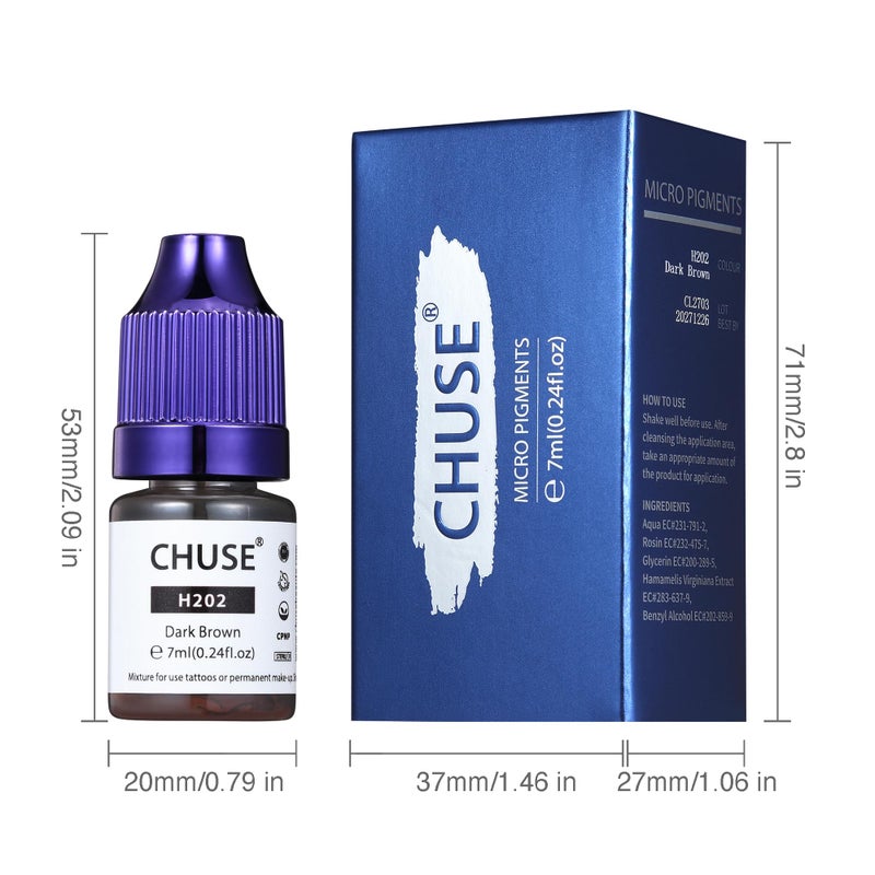 CHUSE PMU Hybrid Liquid Eyebrow Pigments 0.24oz/7ml (H202 Dark Brown) - Image 3